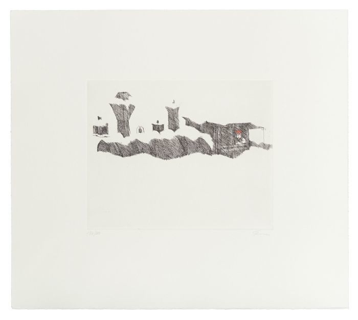 Eingeschneit in den Rocky Mountains, 2003

Radierung, 20 x 24,5 cm (Blattgröße 39 x 44,5 cm), gerahmt
182/200, signiert und nummeriert 

Ausrufpreis: 230,-